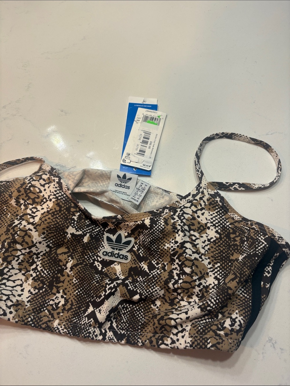 adidas Brown Snake-Print Bralette with Black Stripes - Picture 3 of 3